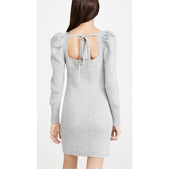 WAYF Leland Long Sleeve Tie Back Sheath Sweater Dress In Heather Grey Medium $98 - Picture 5 of 9